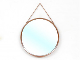 Miroir circulaire scandinave mural en palissandre de Rio