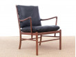 Mid-Century modern scandinavian Colonial arm chair in walnut by Ole Wanscher. New edition