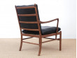 Mid-Century modern scandinavian Colonial arm chair in walnut by Ole Wanscher. New edition