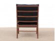 Mid-Century modern scandinavian Colonial arm chair in walnut by Ole Wanscher. New edition