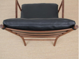 Mid-Century modern scandinavian Colonial arm chair in walnut by Ole Wanscher. New edition