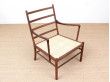 Mid-Century modern scandinavian Colonial arm chair in walnut by Ole Wanscher. New edition