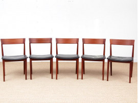 Mid-Century  modern scandinavian set of 5 chairs in teak by Harry Rosengren Hansen