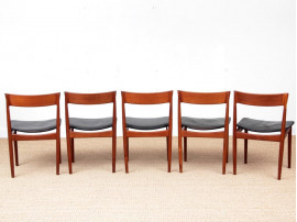 Mid-Century  modern scandinavian set of 5 chairs in teak by Harry Rosengren Hansen