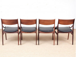 Suite de 4 chaises scandinaves en palissandre de Rio