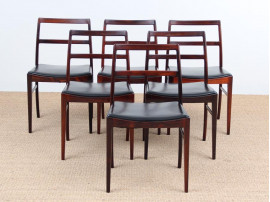 Mid-Century  modern scandinavian set of 6 chairs by Arne Vodder model 430 in rosewood