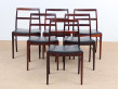 Suite de 6 chaises scandinaves en palissandre de Rio 