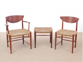 Mid-Century Modern Danish pair of stools in teck model 316 by Peter Hvidt & Orla Mølgaard Nielsen