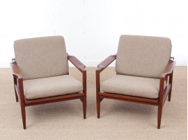 Mid century modern pair of armchair in teak