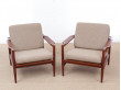 Mid century modern pair of armchair in teak