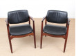 Mid-Century Modern Danish pair of desk chair in Rio rosewood model 66 by Erik Buck