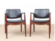 Mid-Century Modern Danish pair of desk chair in Rio rosewood model 66 by Erik Buck