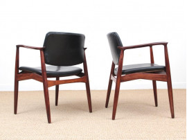 Mid-Century Modern Danish pair of desk chair in Rio rosewood model 66 by Erik Buck