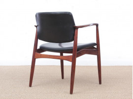 Mid-Century Modern Danish pair of desk chair in Rio rosewood model 66 by Erik Buck