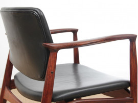 Mid-Century Modern Danish pair of desk chair in Rio rosewood model 66 by Erik Buck