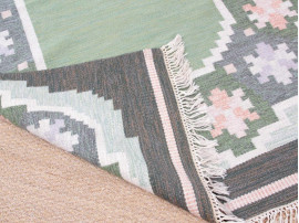 Swedish Rolakan carpet hand woven wool. by Anna Johanna Ångström. 246 x 168 cm.
