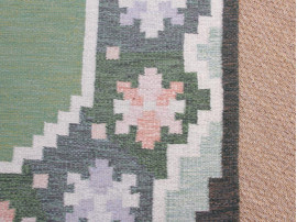 Swedish Rolakan carpet hand woven wool. by Anna Johanna Ångström. 246 x 168 cm.