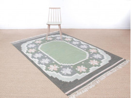 Tapis suèdois Rolakan en laine tissé main. Pièce unique vintage. 246 x 168 cm.