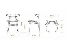 Mid-Century Modern CH 33 chair foamed seat by Hans Wegner. New product. 