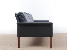 Canapé scandinave 3 places en cuir noir modèle 500