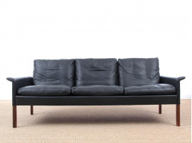 Canapé scandinave 3 places en cuir noir modèle 500