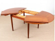 Mid-Century  modern scandinavian round dining table in teak, 4/10 seats