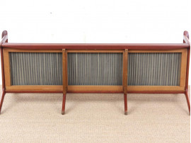 Banquette scandinave 3 places modèle PJ112 en teck et cuir