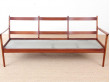 Danish mid-century modern sofa 3 seats by Ole Wanscher for Paul Jepesen in teak and leather.