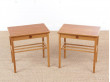 Mid-Century  modern scandinavian pair of bed tables in oak and teak