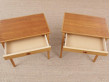 Mid-Century  modern scandinavian pair of bed tables in oak and teak