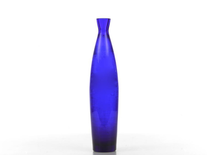 Mid-Century  modern scandinavian blue glass vase 