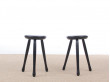 Mid-Century  modern scandinavian pair of three legs stools