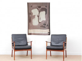 Tapisserie murale scandinave signée VJ 67. 130 x 90 cm