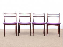 Mid-Century  modern scandinavian set of 4 chairs by H. Rosengren Hansen in Rio rosewood.