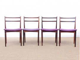 Suite de 4 chaises scandinaves en palissandre de Rio