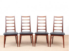 Mid-Century  modern scandinavian set of 4 teak chairs modele Lis  by Niels Koefoed