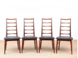 Mid-Century  modern scandinavian set of 4 teak chairs modele Lis  by Niels Koefoed