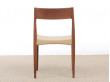 Suite de 6 chaises scandinaves en teck et corde. 