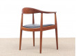 Set of 4 Scandinavian armchairs "The Chair" in solid teak by Hans Wegner. 