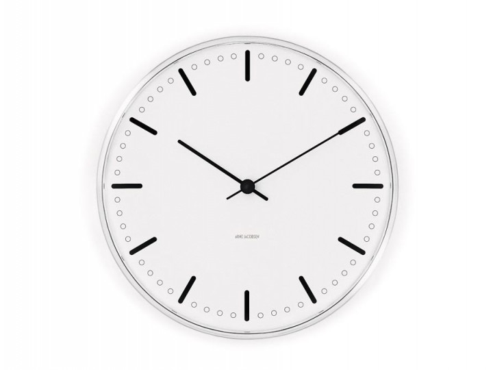 Arne Jacobsen Royal City Hall wall clock, White and black, Ø 29 cm