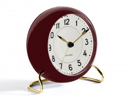 Arne Jacobsen Station Table Clock - dark red/white