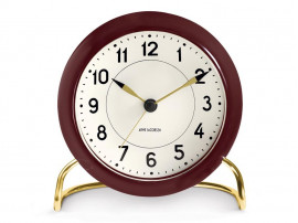 Arne Jacobsen Station Table Clock - dark red/white