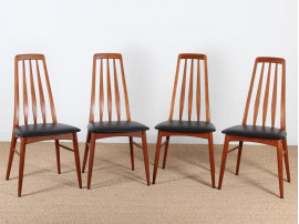 Mid-Century  modern scandinavian set of 4 teak chairs modele Eva  by Niels Koefoed. 