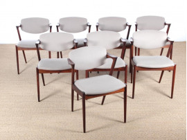 Mid-Century danish set of  8 Kai Kristiansen Rio rosewood chairs, model 42. 