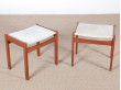 Paire de tabourets scandinaves ou repose-pied en teck