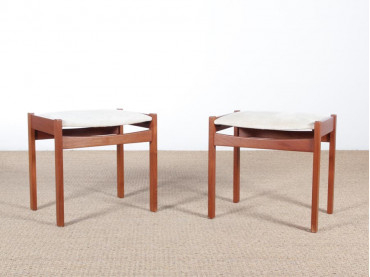 Mid century modern scandinavian pair of stool in teak.