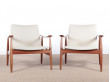 Mid century modern scandinavian pair of armchairs model 138 in teak by Finn Juhl
