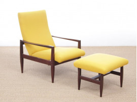 Mid-Century  modern scandinavian  recliner chair and footstool