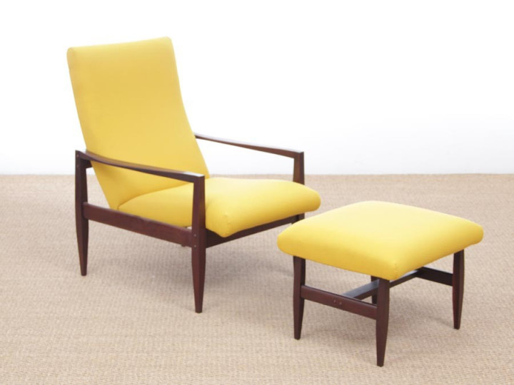 Mid-Century  modern scandinavian  recliner chair and footstool