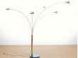 Mid-Century  modern scandinavian floor lamp in  brass and marble by Lyktan. 